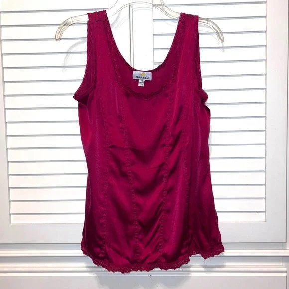 Kathleen Kirkwood Pink Silk Blend Lace Trim Seamed Camisole Tank Top Womens Med - Picture 1 of 5